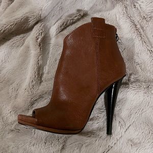 NINE WEST LEATHER TOE-LESS BOOTIE WOMENS SIZE 5M